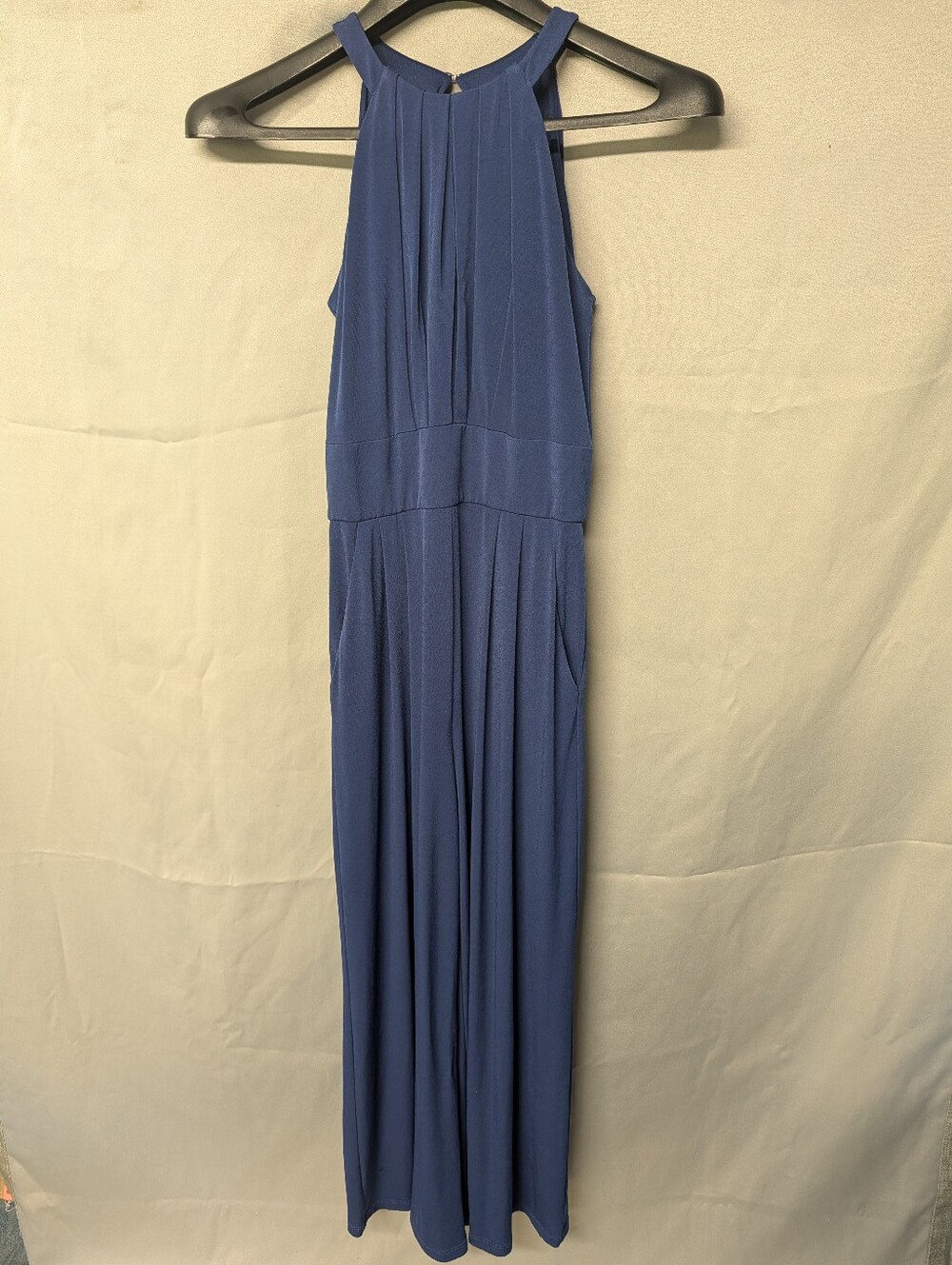 Vince Camuto Sleeveless High-Neck Maxi Wide Leg Jumpsuit in Deep Blue Size XS